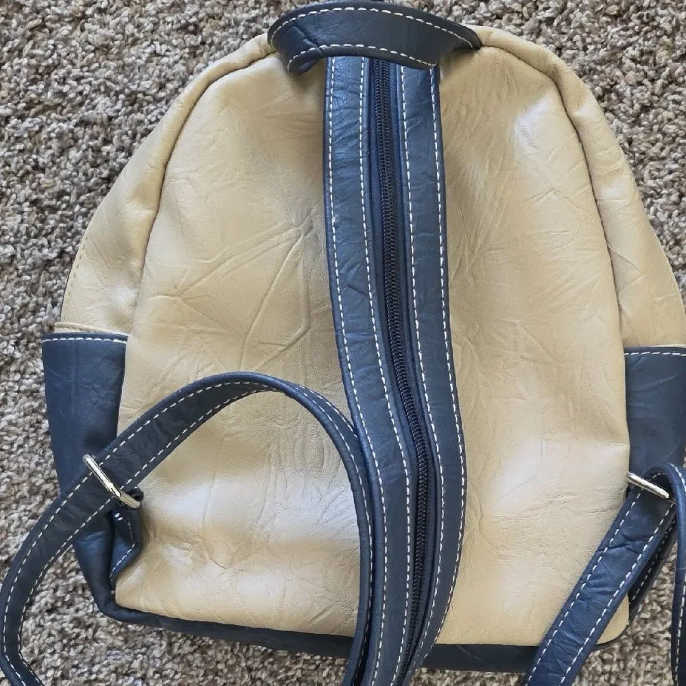 Stylish Tan and Navy Backpack
